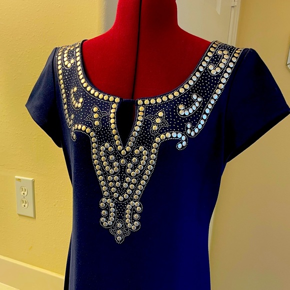 Blue Dress with Silver Decor - Picture 1 of 7